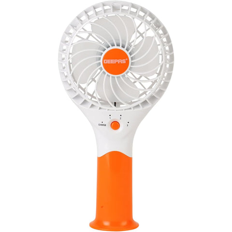 Rechargeable Mini Handheld Fan USB Portable 3 Speed 8Hr Runtime Orange