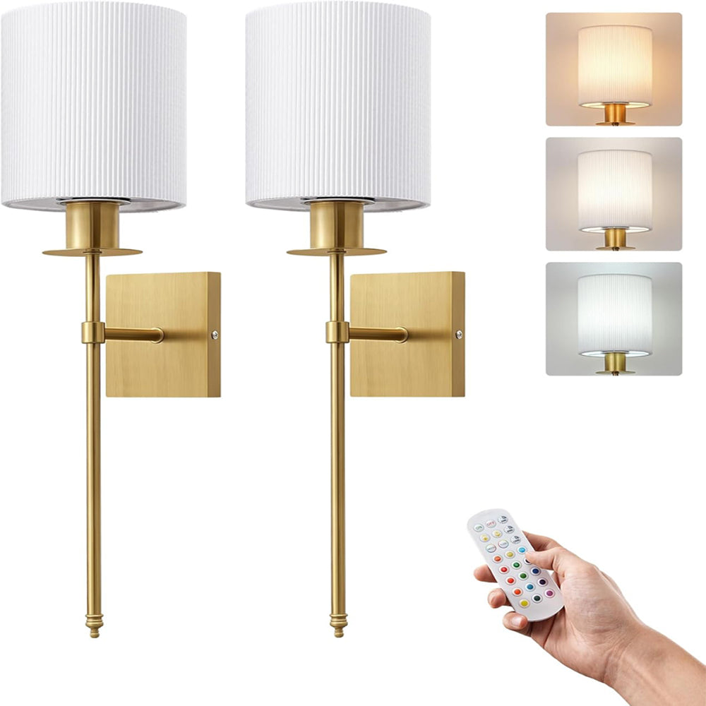 EDISHINE USB Rechargeable Wall Light Set of 2 Wireless Dimmable LED Sconces