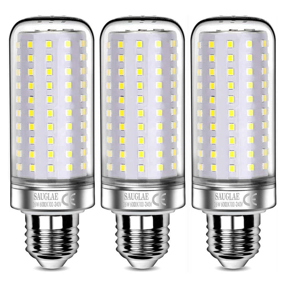 26W LED B22 Bulbs, 200W Equivalent, 6000K Daylight, Pack of 3