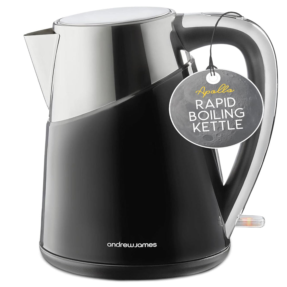 Electric Kettle 1.7L Fast Boil Quiet Kettle – Energy Efficient Cordless Jug with 360° Swivel Base & Reusable Filter – 3000W Black