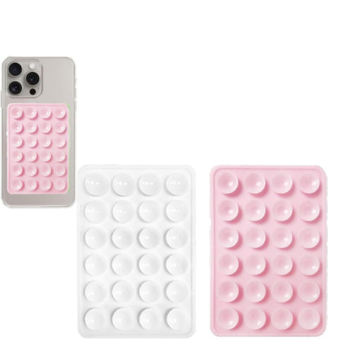 Leeneen 2PCS Silicone Suction Phone Case Mount – White & Light Pink