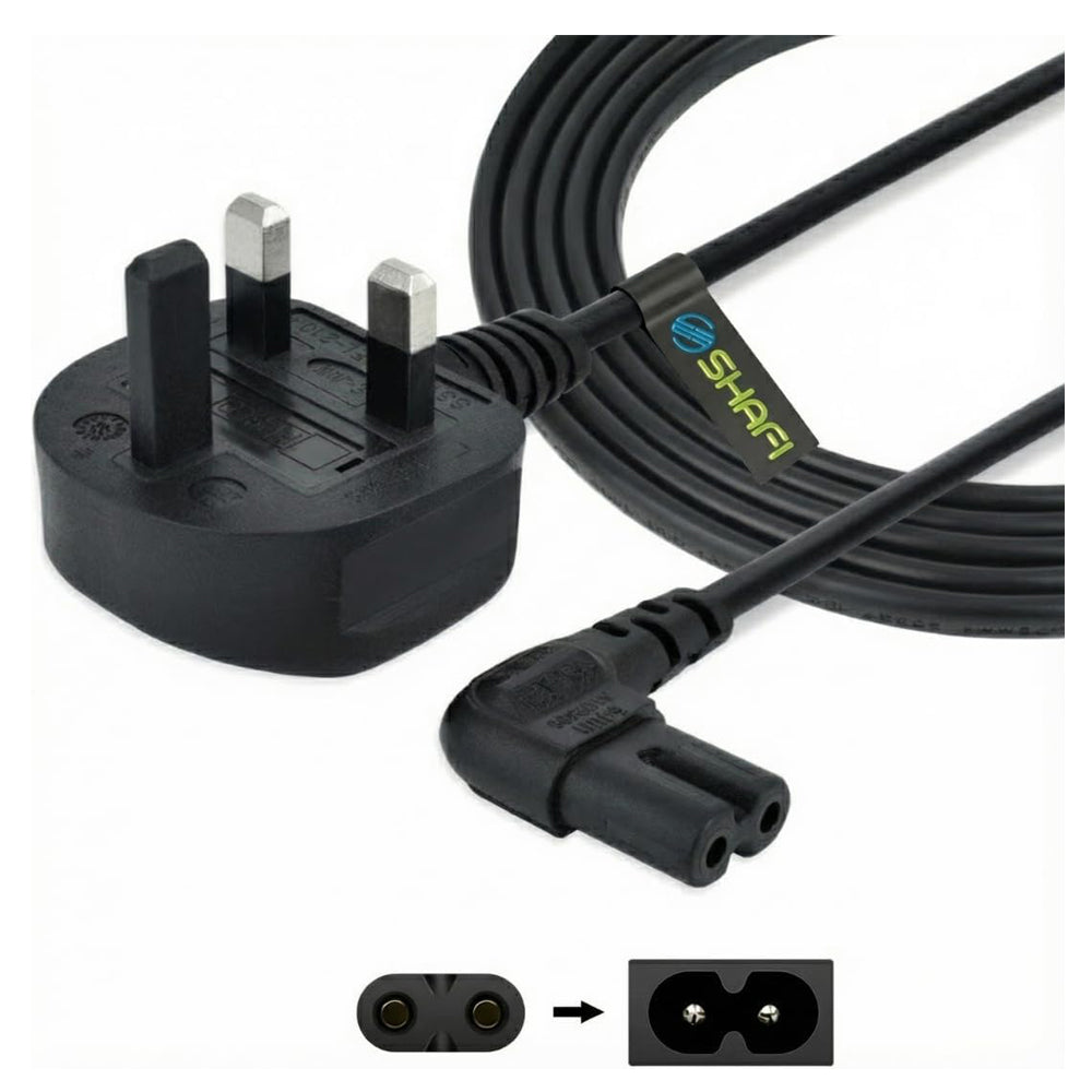 2-Pack 5M Figure 8 Power Lead 90° Right Angle UK Plug