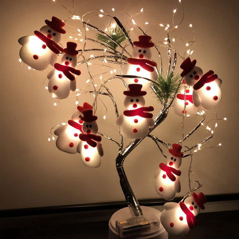 Christmas Snowman String Lights | 20 LED Battery Operated Fairy Lights 9.8FT for Indoor & Outdoor Christmas Tree, Bedroom & Garden Decoration
