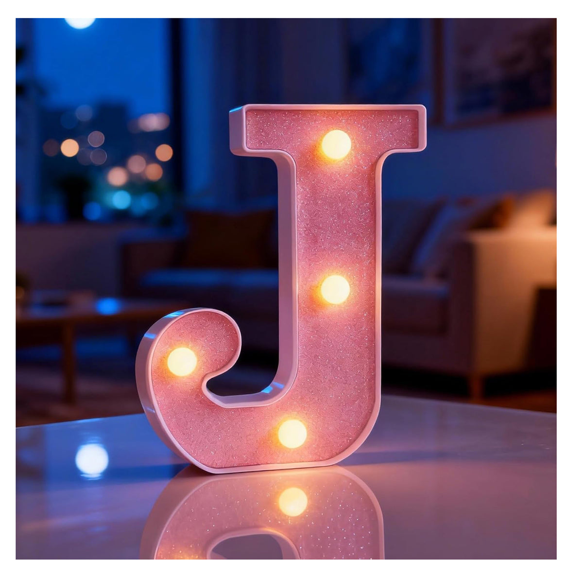 Light Up Letter J, LED Letter Lights Pink, Warm Lighted Letters Light Sign, Battery Powered Night Light for Birthday Wedding Anniversary Christmas Home Wall Decor