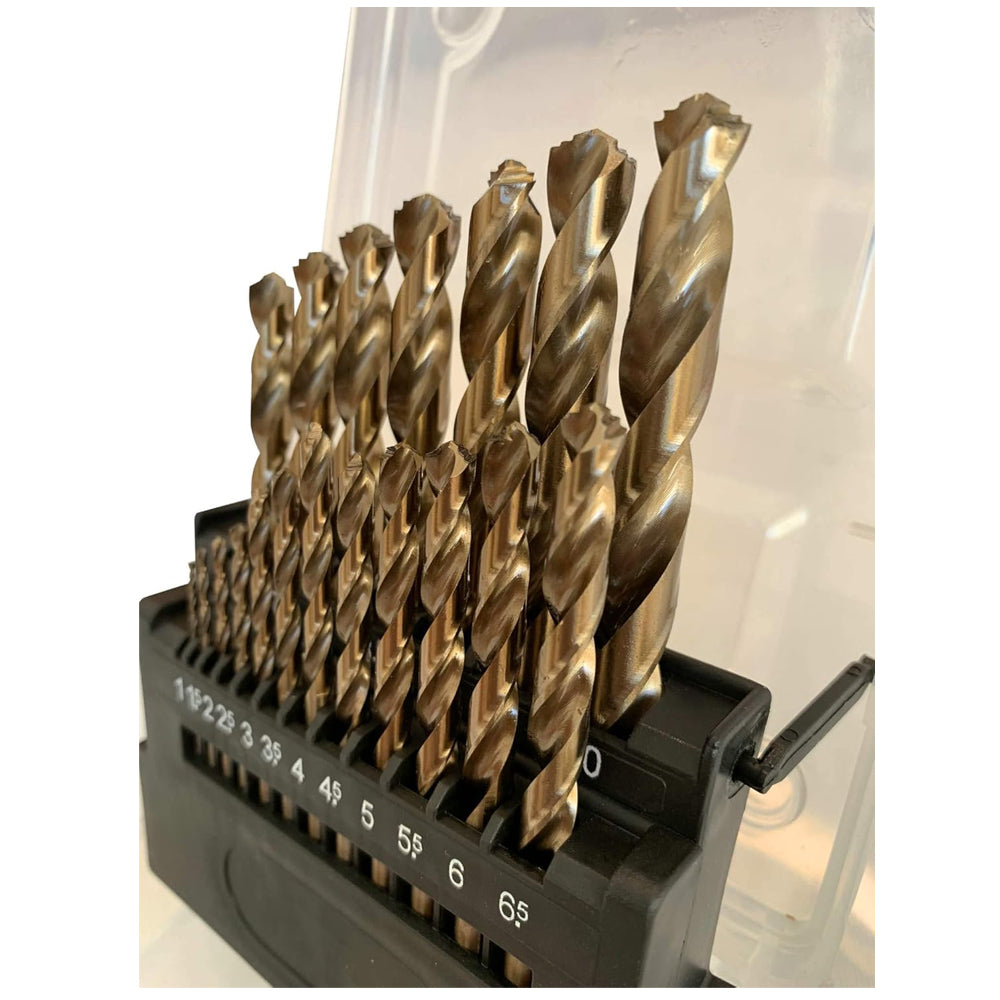Metric M42 8% Cobalt Drill Bit Set 1–10mm (19pcs) – Industrial Stainless Steel & Hard Metal Twist Drill Bits 68–70 HRC High Speed Precision UK