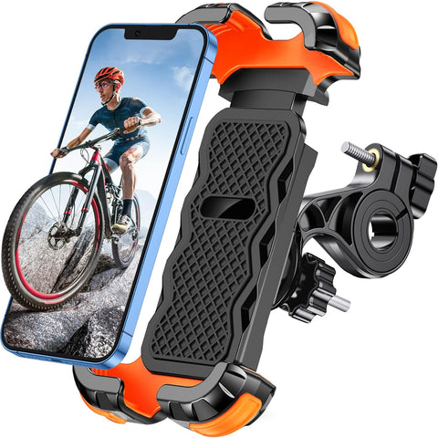 Glangeh Bike Phone Holder, [Secure Lock] 8S Quick Install Anti-fall Motorbike Phone Holder, 360° Rotating Bike Phone Mount