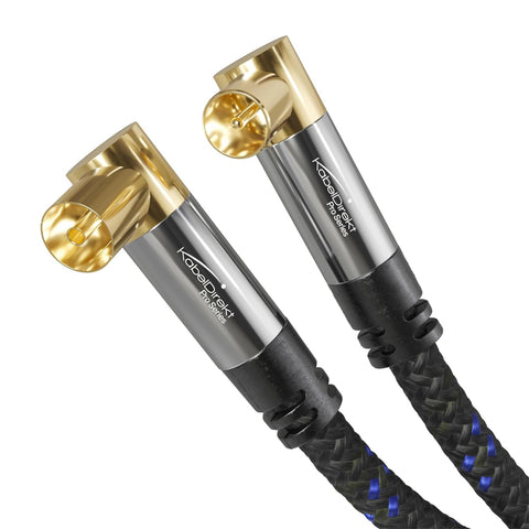 4K aerial cable Nylon braided, TV cable 90° angled connectors – 1m – with break-proof metal plugs for digital & analogue TV (male to female angled connectors for DVB-C, DVB-T, DVB-S) – CableDirect
