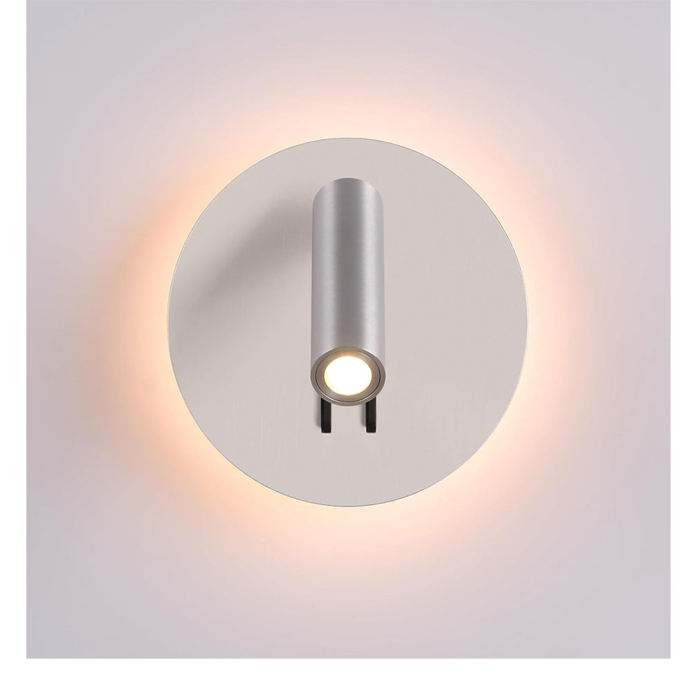 DAWALIGHT Adjustable LED Bedside Wall Lights 2-in-1 Silver