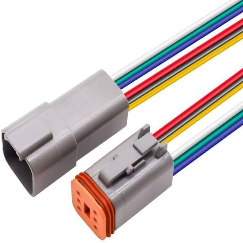 HISports 6-Pin DT Connector Kit, Waterproof DT Electrical Wire Connector 6 Pin Way Sealed Gray Male and Female Auto Waterproof Electrical Wire Connector Plug, for Motorcycle, Scooter, Car, Boats