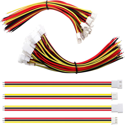 Lyeteung 20 Pairs Mini Micro JST-XH 2.54 Plug Connector, JST 3 Pin Micro Electrical Male and Female Connector Plug Wire Cable, with 150mm 22AWG Wire