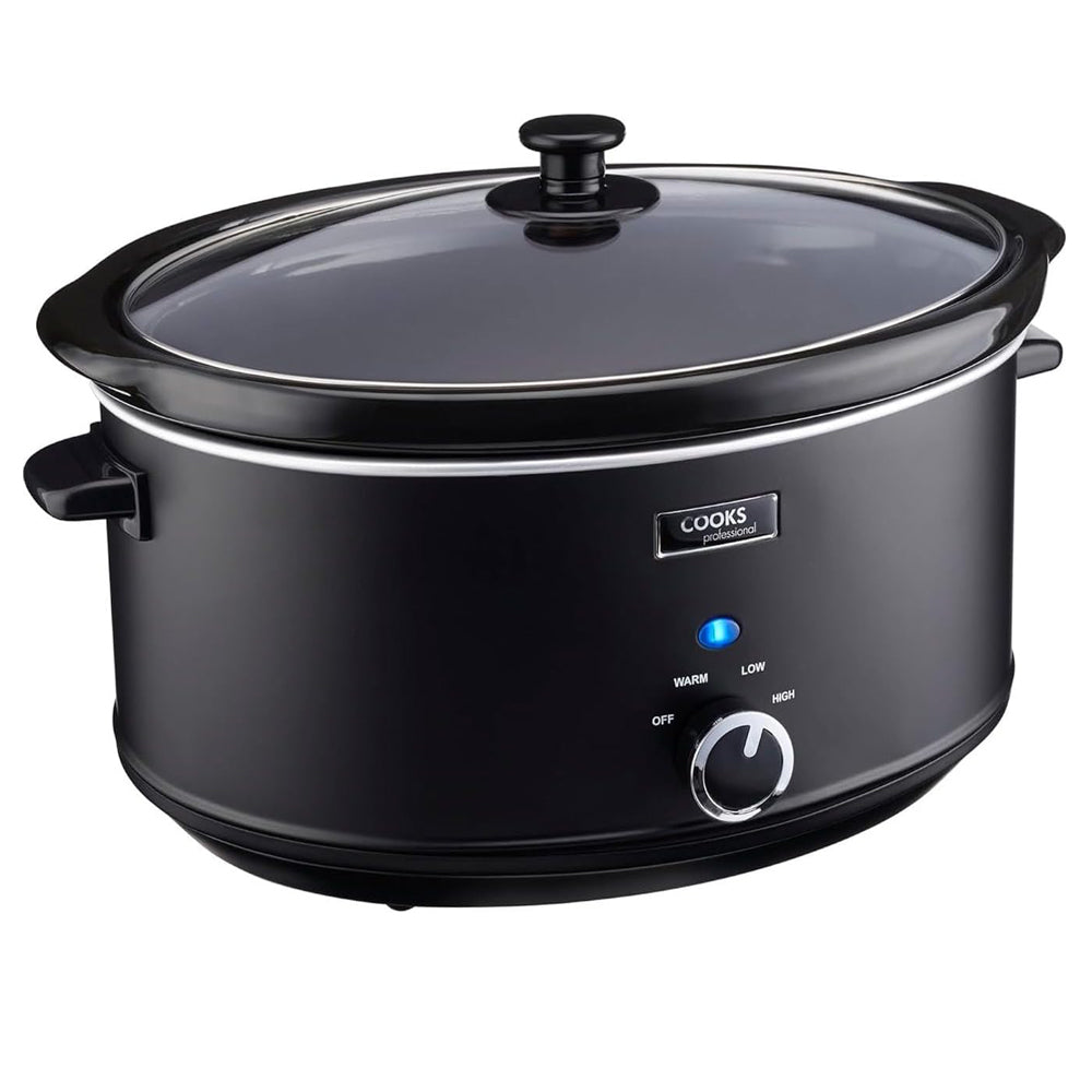 Cooks Professional 3.5L Slow Cooker with Glass Lid, Cool Touch Handles, Dishwasher Safe Bowl & Keep Warm Function – Black