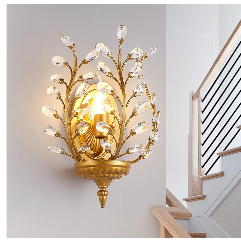 Ganeed Crystal Wall Light 1-Light Gold Vintage E14