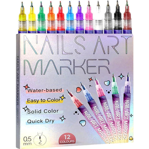 LUKA HERO 12 Colors Nail Art Pens Set – DIY Gel Nail Markers