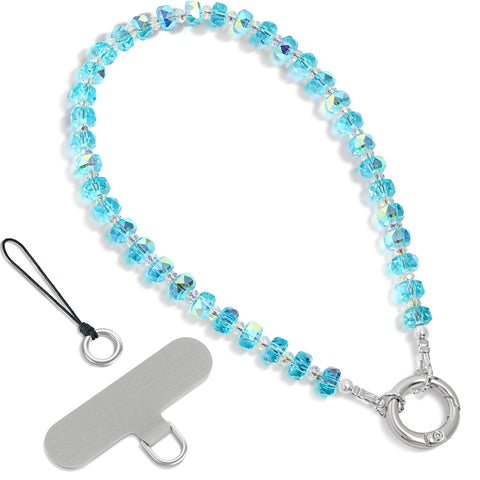 Crystal Glitter Phone Charm Strap Bling Blue