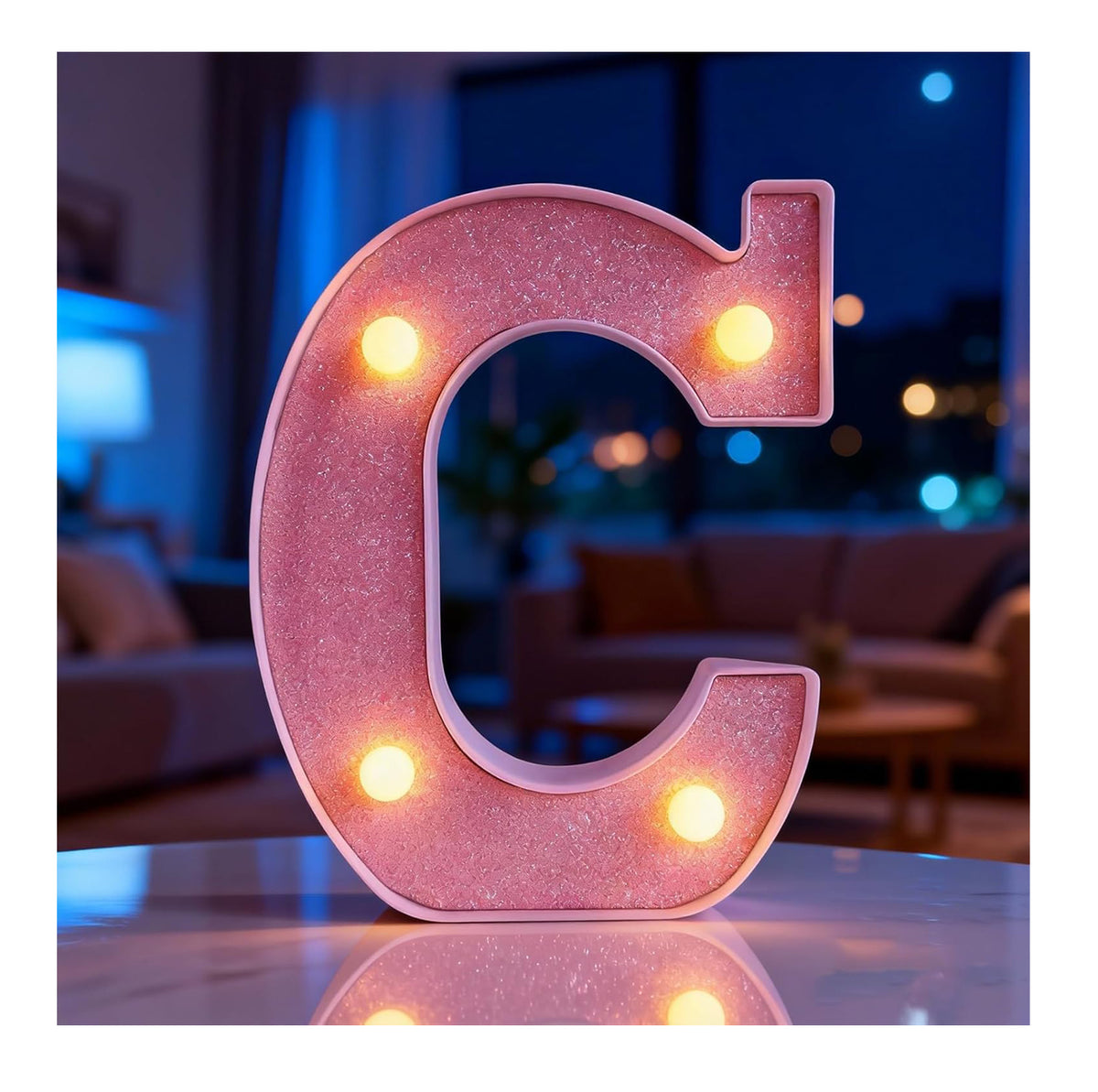 Light Up Letter C LED Pink Night Light