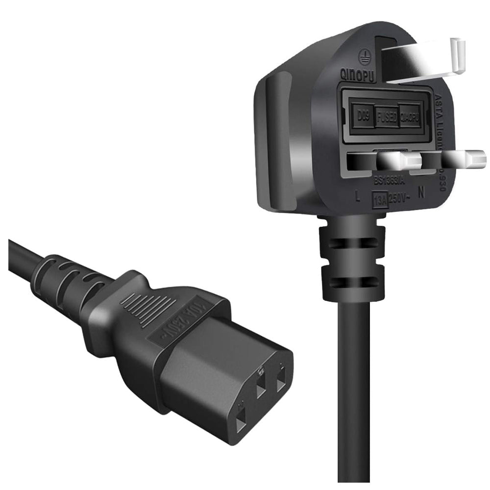 13A Fused 3 Pin Power Cable 1.5m for PC Monitor & TV