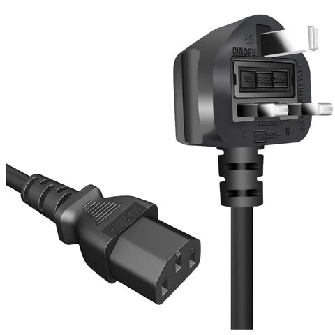 13A Fused 3 Pin Power Cable 1.5m for PC Monitor & TV