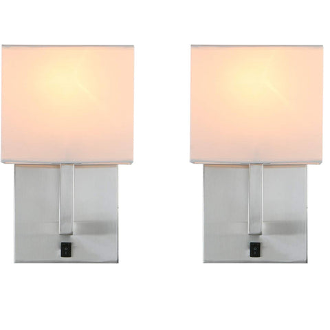 2-Set Linen Wall Sconces with E27 Socket and Wall Switch