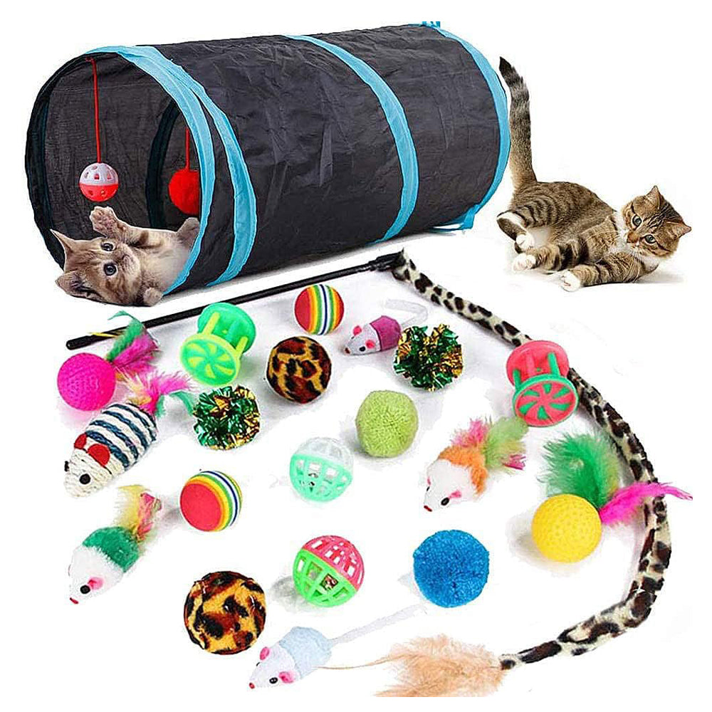 Speedy Panther 21 Pcs Cat Toys – Indoor Interactive Tunnel & Feather Wand