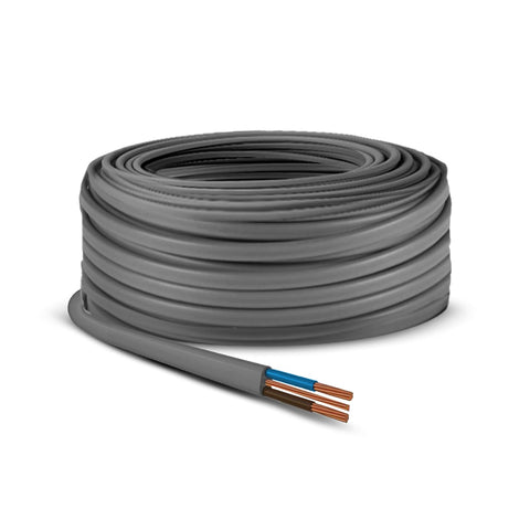 Primes DIY Electric Socket wire cable 10mm Twin and Earth Flat Grey PVC Lighting Electric Cable 6242Y electrical Wire BASEC Approved (45 Meter)