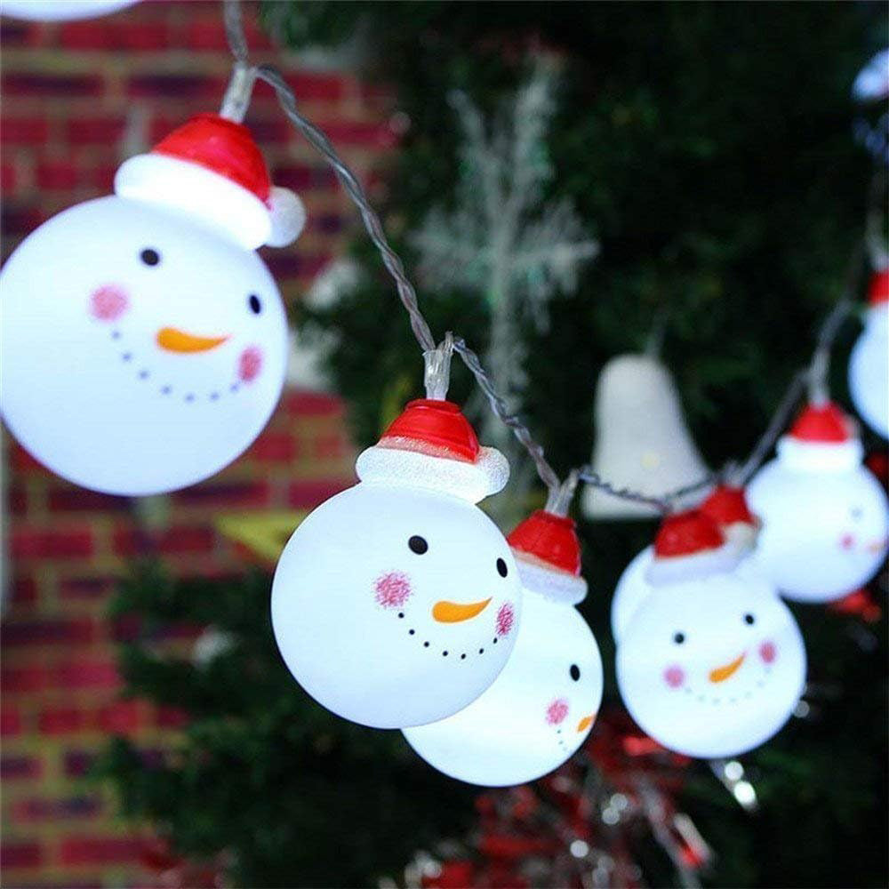 LED Christmas Snowman String Lights | Warm White Battery Operated Fairy Lights for Garden, Home, Wedding & Party Decorations