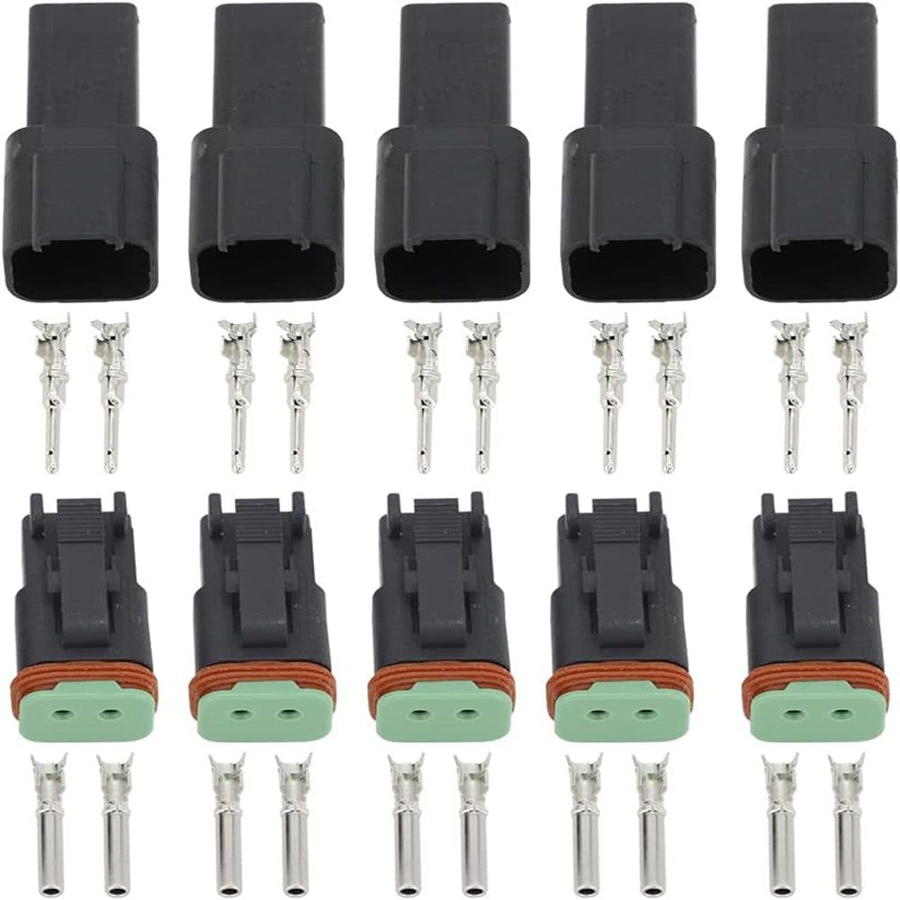 CNLW Black 5 Sets 2 Pin/Way DJ3021Y-1.6-11/21 Connectors DT04-2P/DT06-2S Automobile waterproof wire electrical connector plug