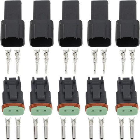 CNLW Black 5 Sets 2 Pin/Way DJ3021Y-1.6-11/21 Connectors DT04-2P/DT06-2S Automobile waterproof wire electrical connector plug