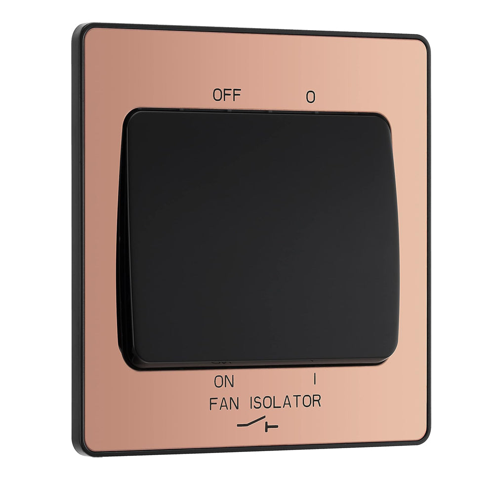 British General Evolve Polished Copper Fan Isolator Switch, 10A, Triple Pole, Rocker