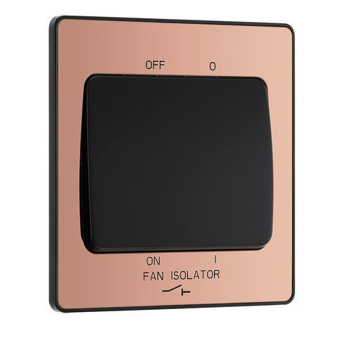 British General Evolve Polished Copper Fan Isolator Switch, 10A, Triple Pole, Rocker
