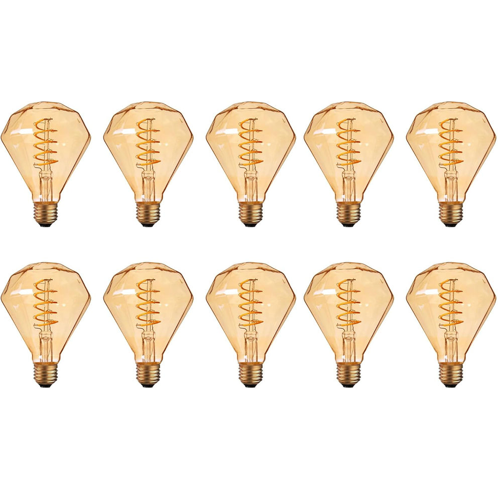 Decorative Diamond LED Edison Bulb 2700K 4W – 10 Pack