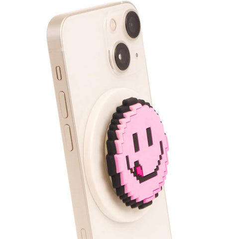 3D Pixel Art MagSafe Phone Grip & Stand – Yummy Smile Emoji White