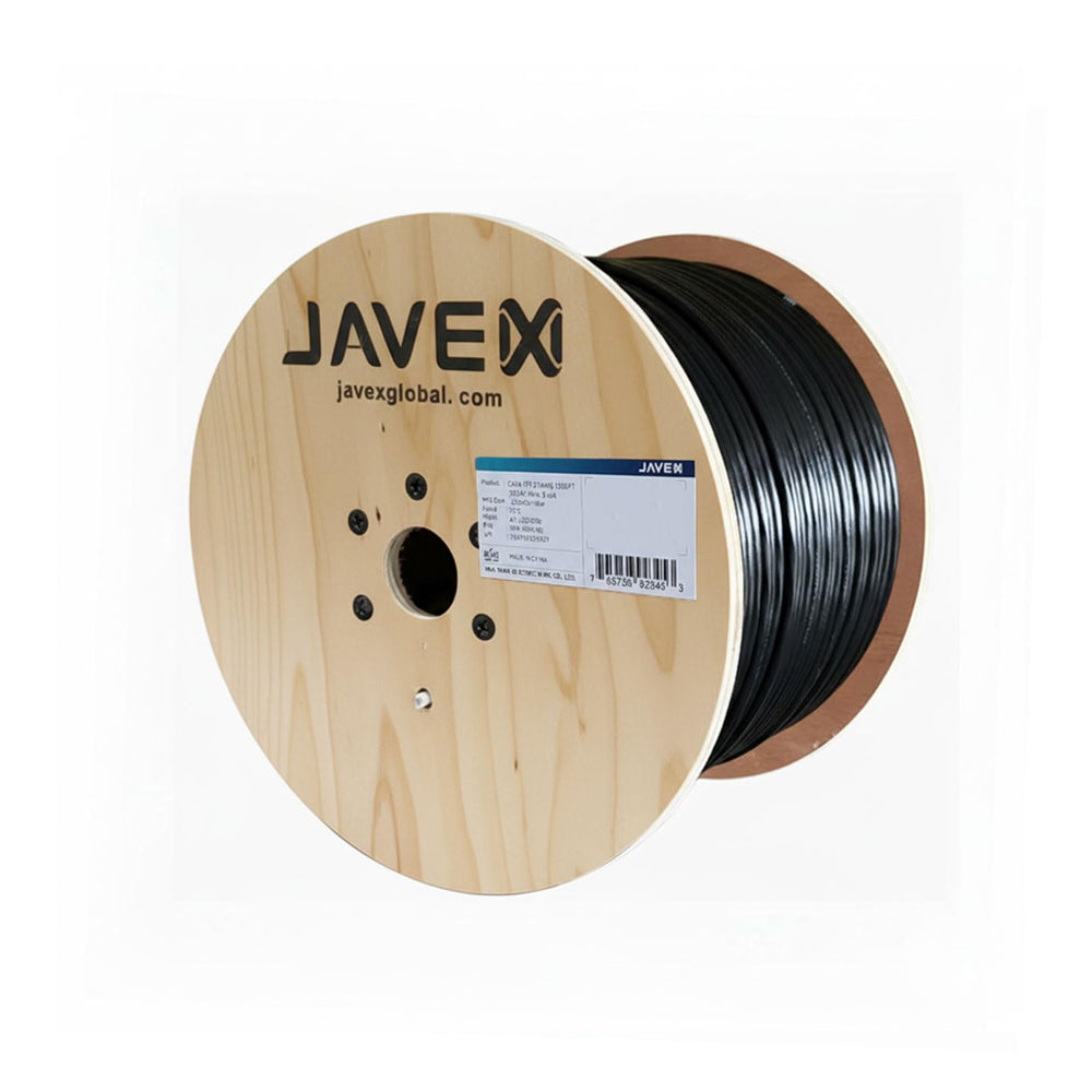 305M Cat6 FTP Outdoor Ethernet Cable Black – 23AWG CCA Shielded Bulk Network Wire RJ45 High Speed Weatherproof LAN Cable with Easy Pull Box