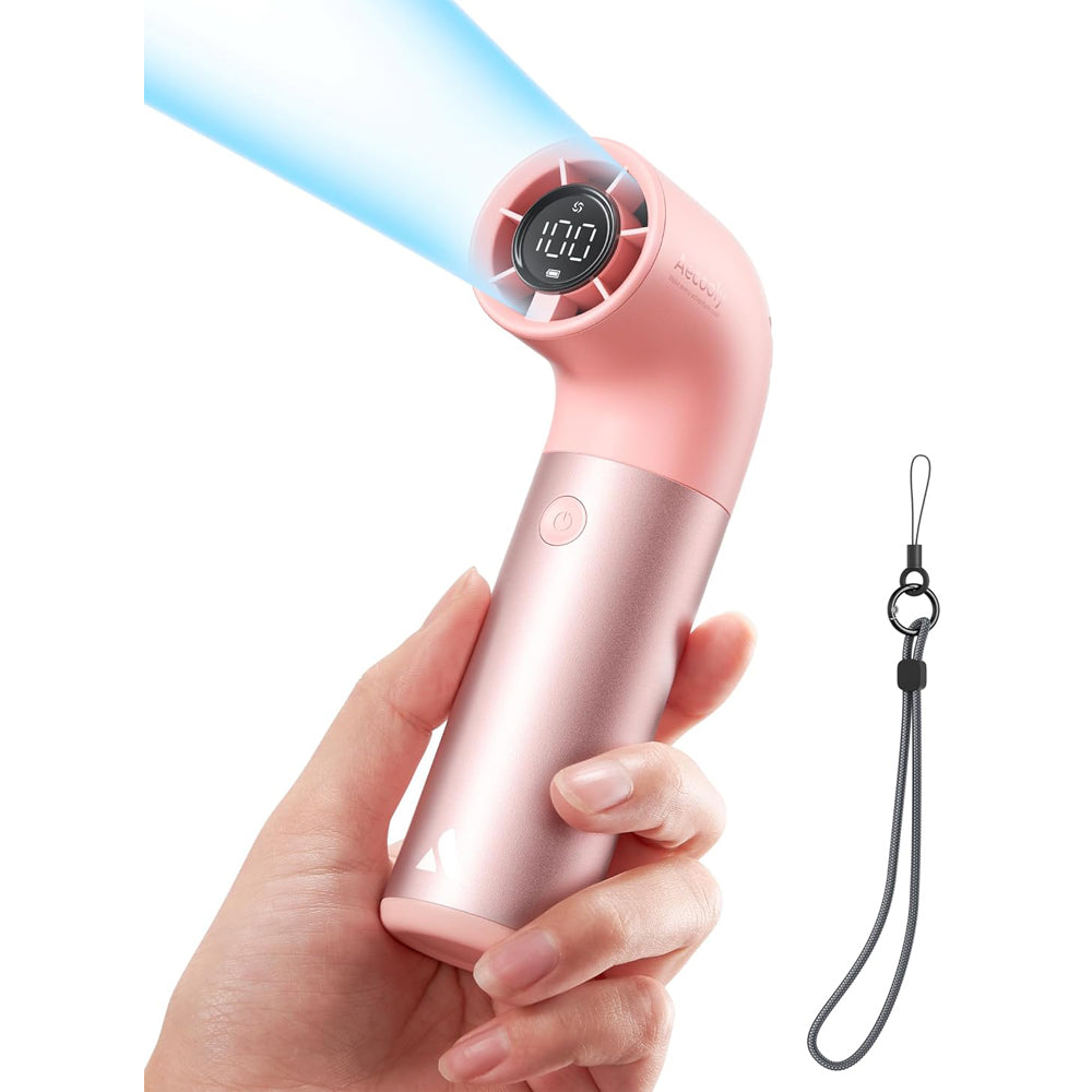 Aecooly Portable Handheld Fan, Powerful Turbo Mini Fan,15H Max Cooling Time,19000 RPM High Speed Aero Pro, 6 Speeds Aluminum Case, Pocket Rechargeable Personal Small Travel GIfts for Women Men -Pink