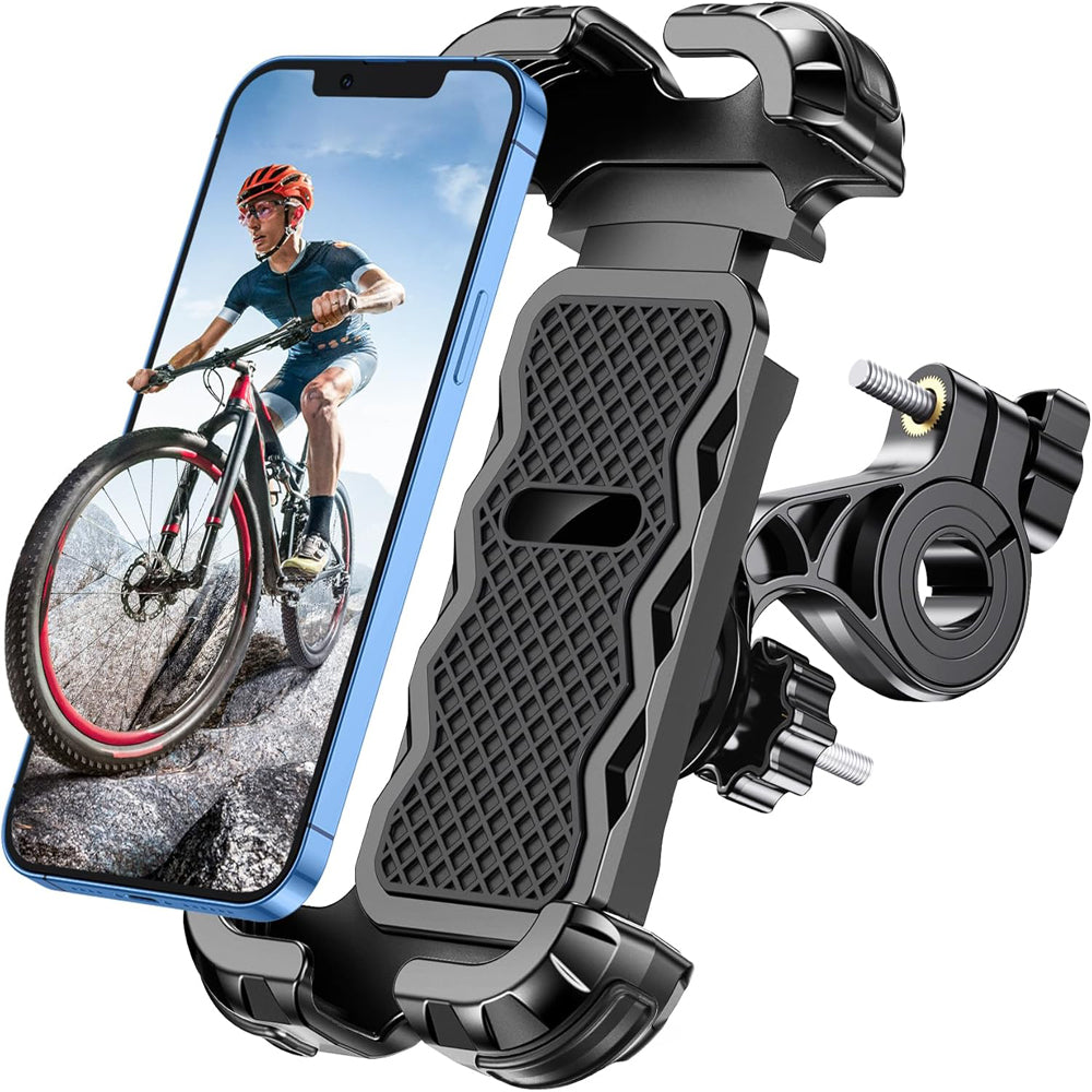 Glangeh Bike Phone Holder, [Secure Lock] 8S Quick Install Anti-fall Motorbike Phone Holder, 360° Rotating Bike Phone Mount