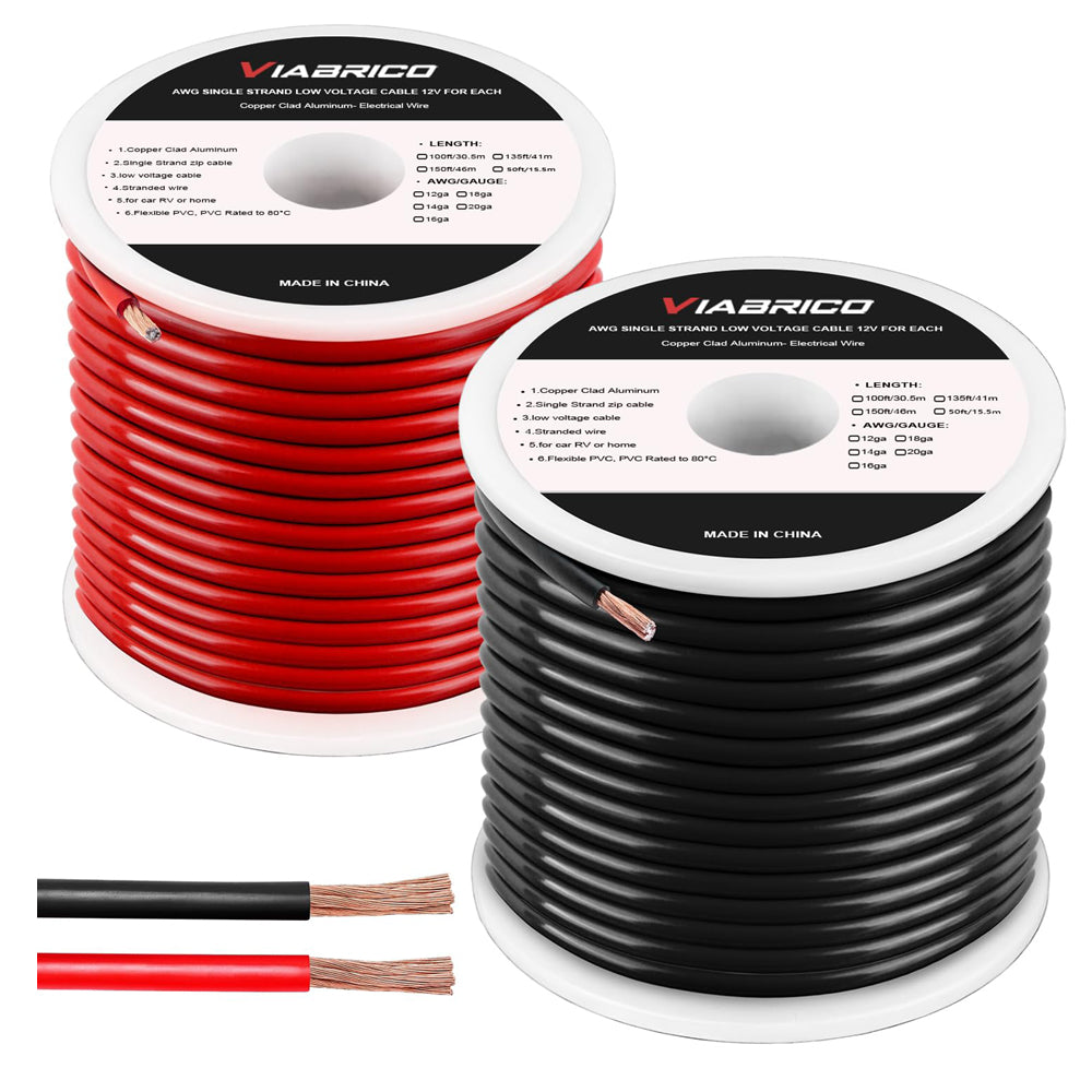 16 Gauge Wire 200FT Copper Clad Aluminium Low Voltage Cable Kit 2 Colour 16 AWG Automotive DIY Battery Hookup Wire 100FT Spools UK