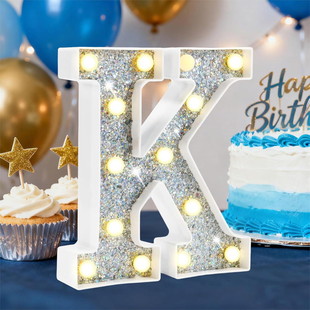 LED Marquee Letter Light Silver K - Battery Powered Night Light
