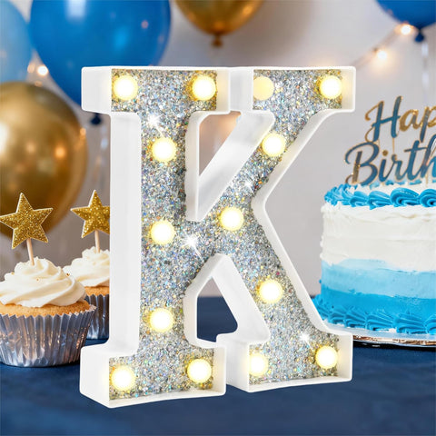 LED Marquee Letter Light Silver K - Battery Powered Night Light
