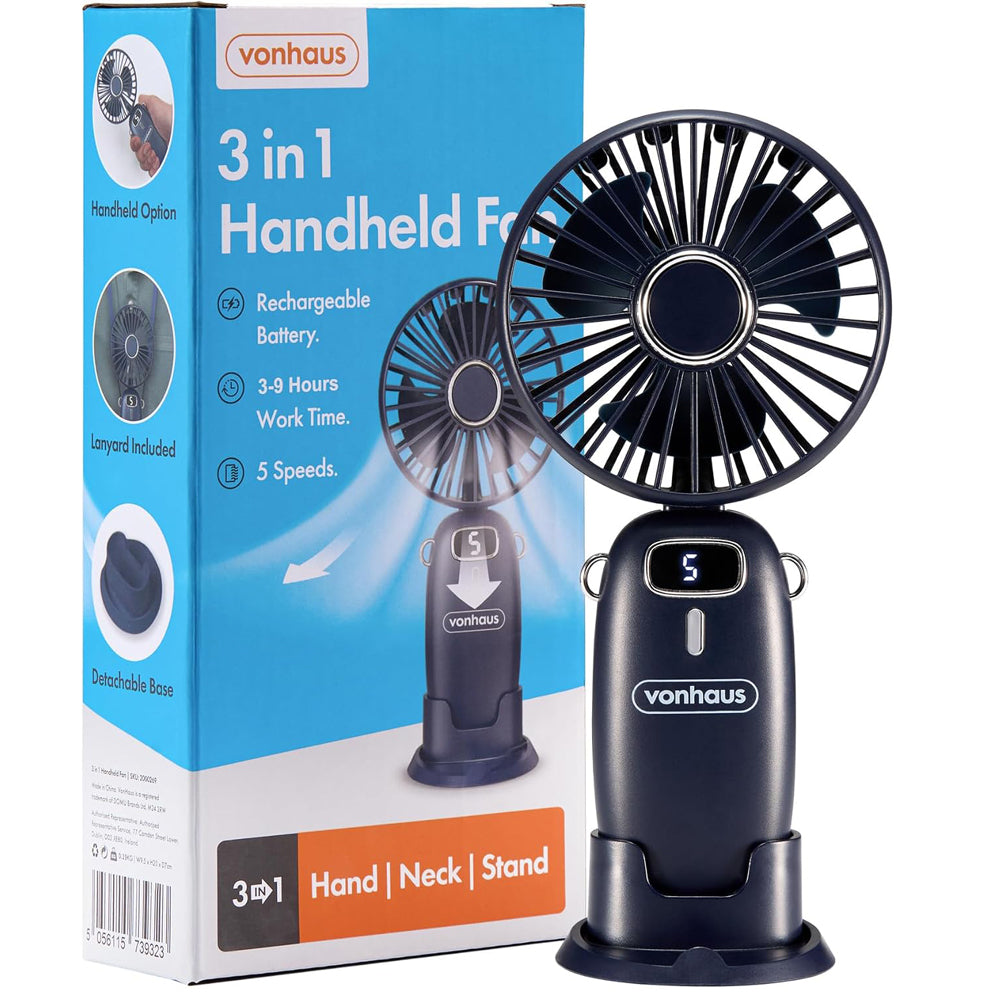 Mini Handheld Fan – USB Rechargeable, 5 Speeds, Foldable