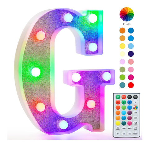 Glitter LED Letter Light G with Remote