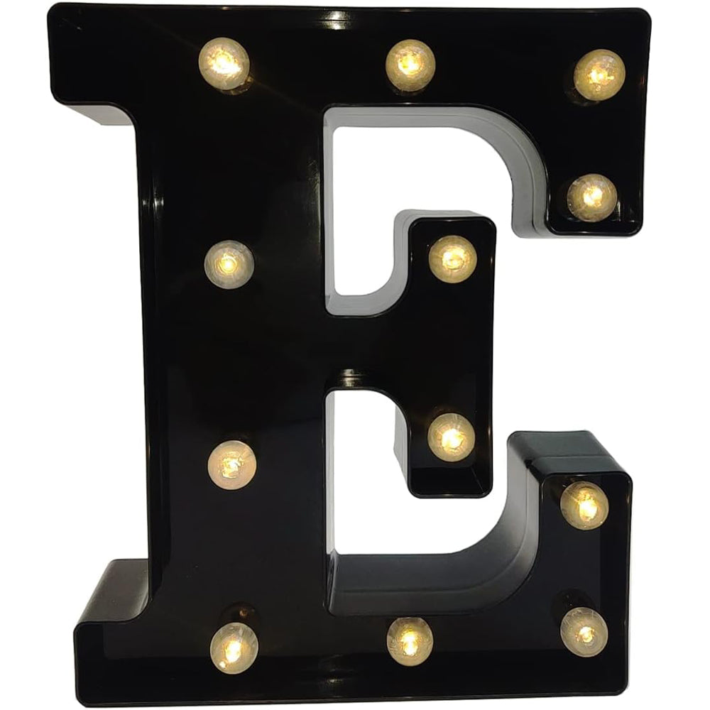 E Style Black LED Marquee Letter Light, Battery Powered Decorative Night Lamp for Home, Party, Wedding and Event Decor