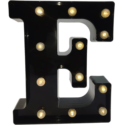 E Style Black LED Marquee Letter Light, Battery Powered Decorative Night Lamp for Home, Party, Wedding and Event Decor