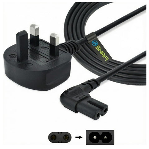 HAFI® 2-Pack 3-Meter Figure 8 Power Lead - Certified 90-Degree Right Angle 2-Pin IEC-C7 Cord - 3-Pin UK Plug 3A Fuse - Compatible PS5 Power Cable UK Xbox Series X, Soundbar, LG Sony Samsung TV - 3M