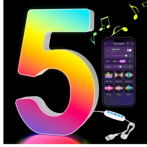 RGB LED Number Light Digit 5 USB APP Control