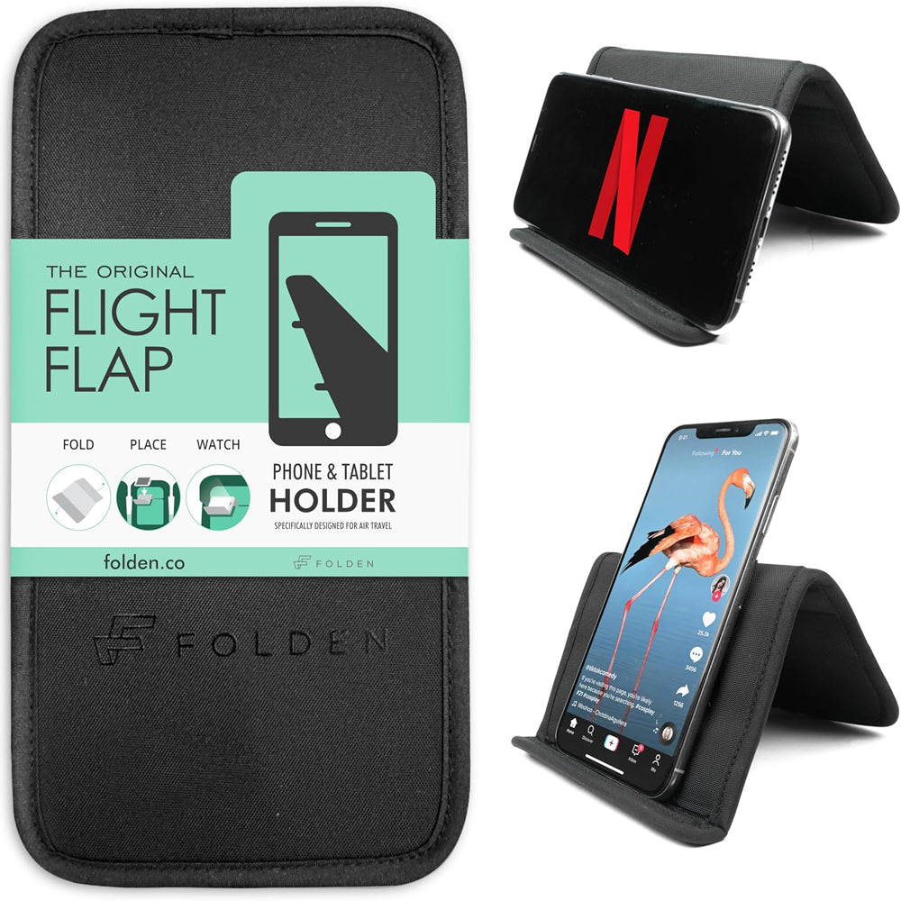 Folden Cordura Airplane Phone Holder – Flexible Travel Phone Stand Black