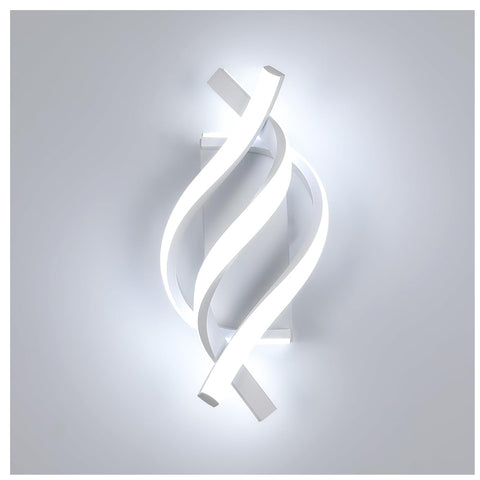 Modern 22W LED Wall Light White Spiral Design 6500K Cool Light