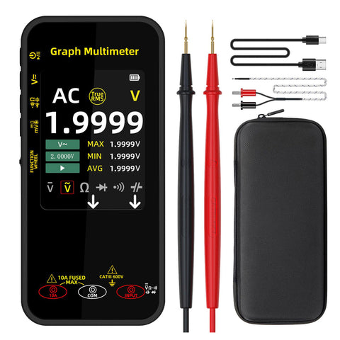 BSIDE S500 Digital Multimeter 20000 Counts TRMS Graphing Smart Multimeter 1000V 10A Auto-Rotate Display Rechargeable Pocket Electrical Tester Black