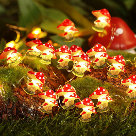 3M 30 LED Mushroom Fairy String Lights | Battery Operated Cute Room & Garden Decor for Bedroom, Party, Wedding & Christmas