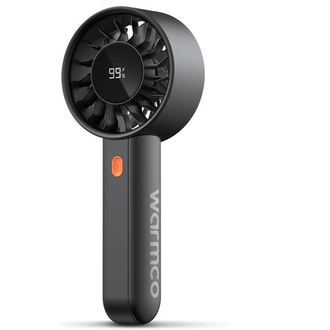 Warmco Portable Handheld Fan 5000mAh, Mini Turbo Fan with LED Display & Base, High Speed USB Rechargeable Personal Fan, Small Pocket Size for Travel, Makeup, Office, Outdoor