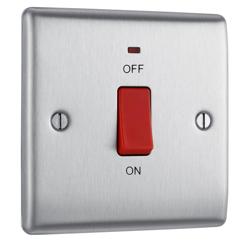 BG Electrical NBS74-01 Switched Cooker Control Unit with a Power Indicator, 45 Amp, Brushed Steel