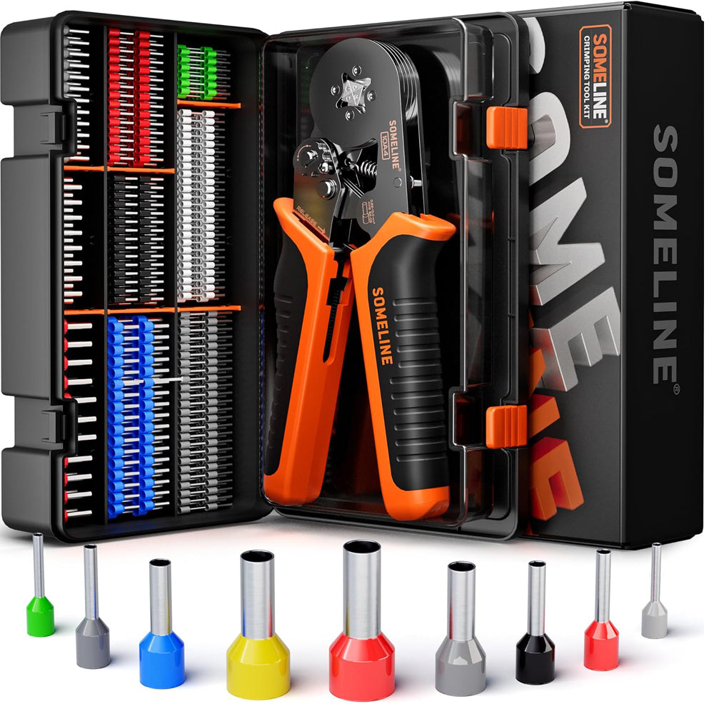 SOMELINE Crimping Tools Set with 21 Types of Ferrules - Hexagonal Ferrule Pliers 0.25-10mm²(AWG 24-8) I Electricians Tools, Crimper, Crimping Pliers, Wire Crimping Tool, Crimping Tool